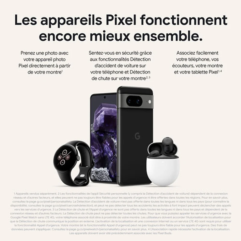 Pixel 8 de 256 Go de Google avec Freedom Mobile - Rose - Paiement Balance mensuel
