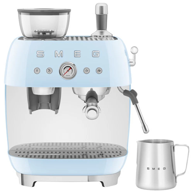 Machine à espresso manuelle de Smeg avec mousseur et moulin à caf