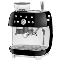 Smeg Manual Espresso Coffee Machine with Frother & Coffee Grinder - Black