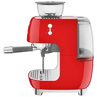 Machine à espresso manuelle de Smeg avec mousseur et moulin à café - Rouge
