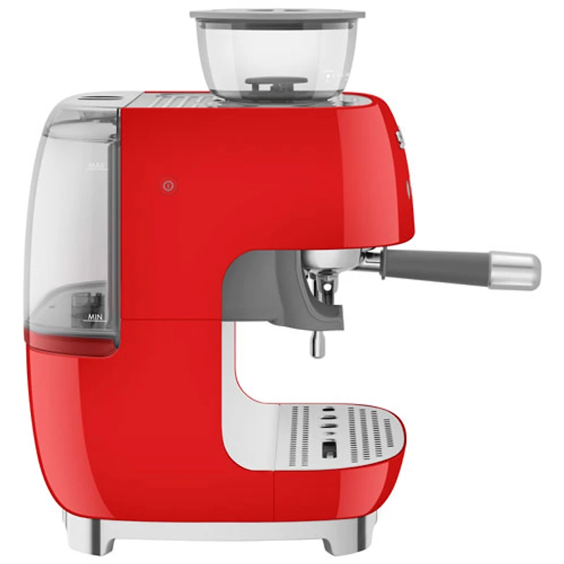 Machine à espresso manuelle de Smeg avec mousseur et moulin à café - Rouge