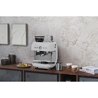 Smeg Manual Espresso Coffee Machine with Frother & Coffee Grinder - White