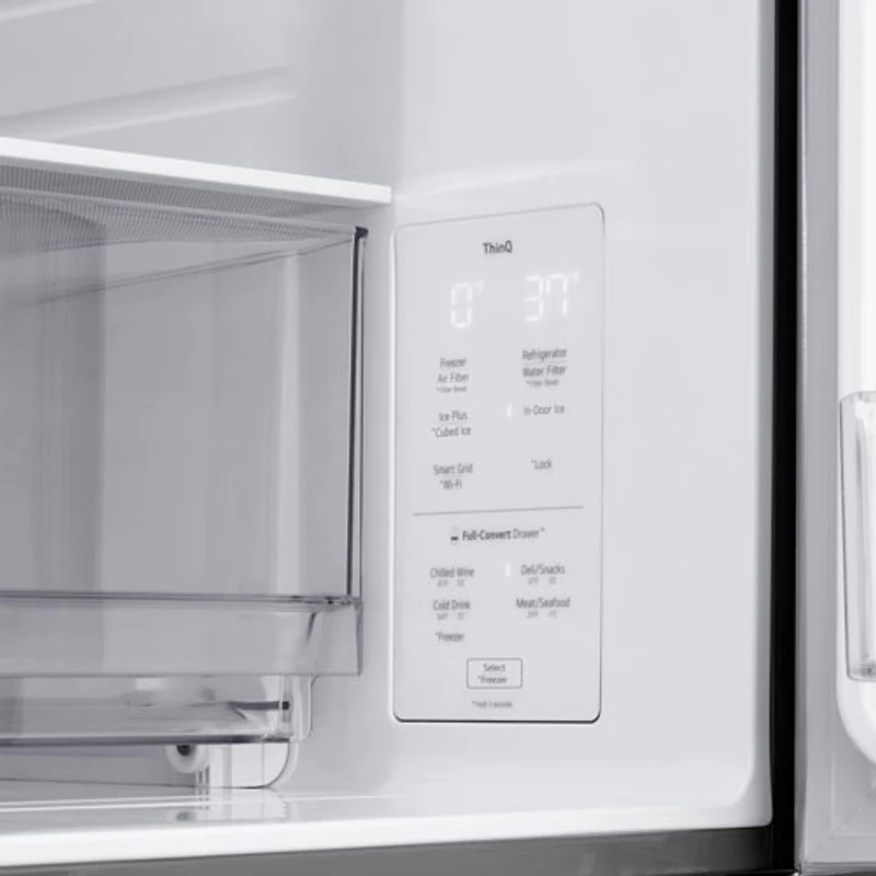 Réfrigérateur à deux portes de 28,6 pi³ et 36 po avec distributeur d'eau et de glaçons de LG (LF29S8330S) - Inox résistant aux taches