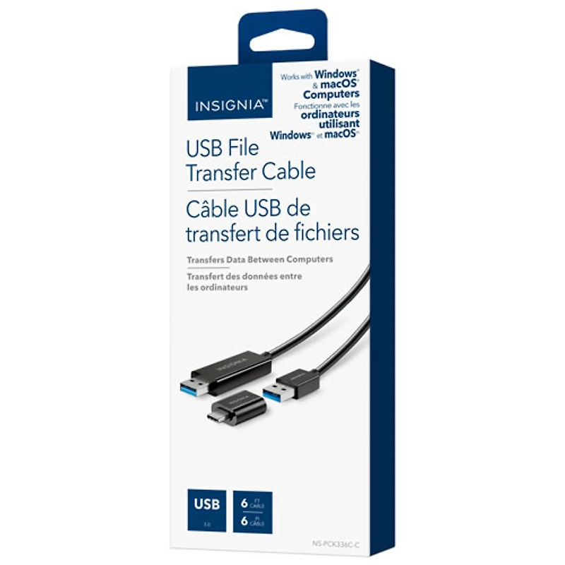 Câble USB-C vers C 3.0 de 1,83 m (6 pi) d'Insignia avec adaptateur USB-C (NS-PCK336C-C)