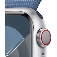 Apple Watch Series 9 (GPS + Cellular) avec boîtier de 41 mm en aluminium argenté et bracelet sport à rabat bleu hivernal par Bell - Petit - Financement mensuel