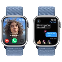 Apple Watch Series 9 (GPS + Cellular) avec boîtier de 41 mm en aluminium argenté et bracelet sport à rabat bleu hivernal par Bell - Petit - Financement mensuel
