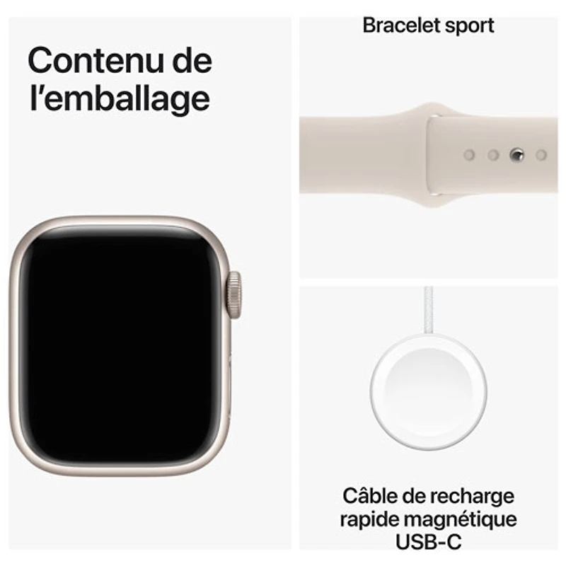 Apple Watch Series 9 (GPS + Cellular) avec boîtier de mm en aluminium comète et bracelet sport comète par TELUS - Petit/Moyen