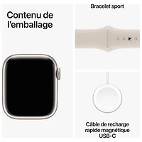 Apple Watch Series 9 (GPS + Cellular) avec boîtier de mm en aluminium comète et bracelet sport comète par TELUS - Petit/Moyen