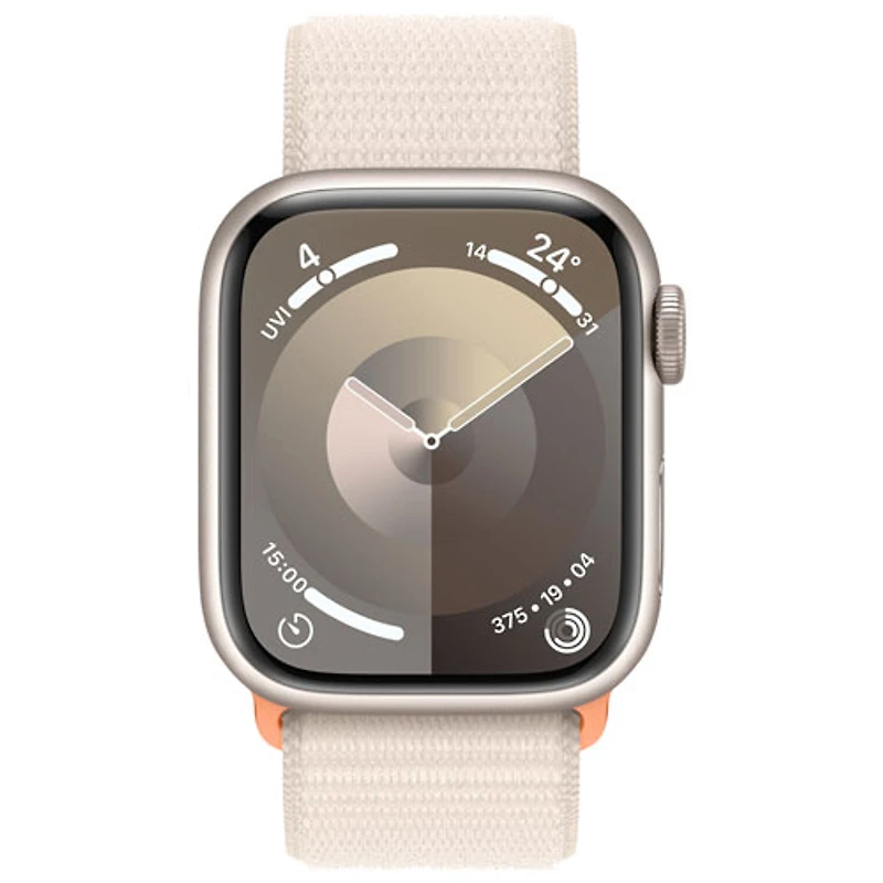 Apple Watch Series 9 (GPS + Cellular) avec boîtier de mm en aluminium comète et bracelet sport à rabat comète par Rogers - Petit