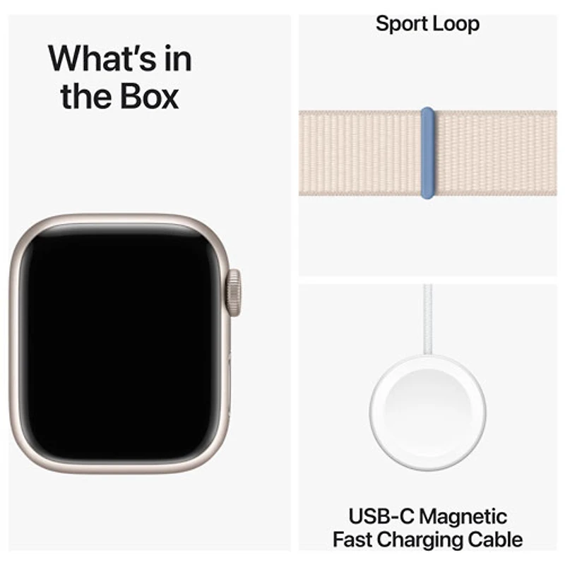 Apple Watch Series 9 (GPS + Cellular) avec boîtier de mm en aluminium comète et bracelet sport à rabat comète par TELUS - Petit