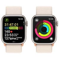 Apple Watch Series 9 (GPS + Cellular) avec boîtier de mm en aluminium comète et bracelet sport à rabat comète par TELUS - Petit