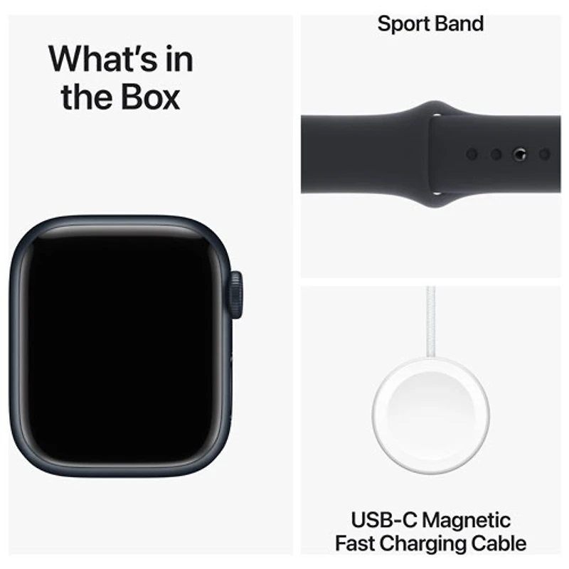 Apple Watch Series 9 (GPS + Cellular) avec boîtier de mm en aluminium minuit et bracelet sport minuit par Rogers - Petit/Moyen