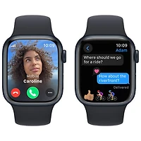 Apple Watch Series 9 (GPS + Cellular) avec boîtier de mm en aluminium minuit et bracelet sport minuit par Rogers - Petit/Moyen