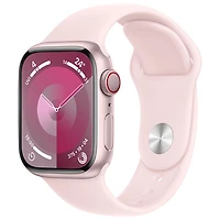 Apple Watch Series 9 (GPS + Cellular) avec boîtier de mm en aluminium rose et bracelet sport rose dragée par Rogers - Moyen/Grand