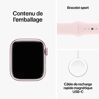 Apple Watch Series 9 (GPS + Cellular) avec boîtier de mm en aluminium rose et bracelet sport rose dragée par TELUS - Moyen/Grand