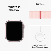 Apple Watch Series 9 (GPS + Cellular) avec boîtier de 41 mm en aluminium rose et bracelet sport à rabat rose dragée par Bell - Petit - Financement mensuel