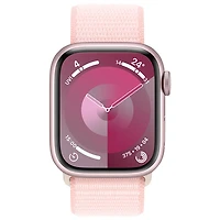 Apple Watch Series 9 (GPS + Cellular) avec boîtier de 41 mm en aluminium rose et bracelet sport à rabat rose dragée par Rogers - Petit - Financement mensuel