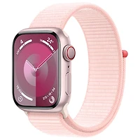 Apple Watch Series 9 (GPS + Cellular) avec boîtier de 41 mm en aluminium rose et bracelet sport à rabat rose dragée par TELUS - Petit - Financement mensuel