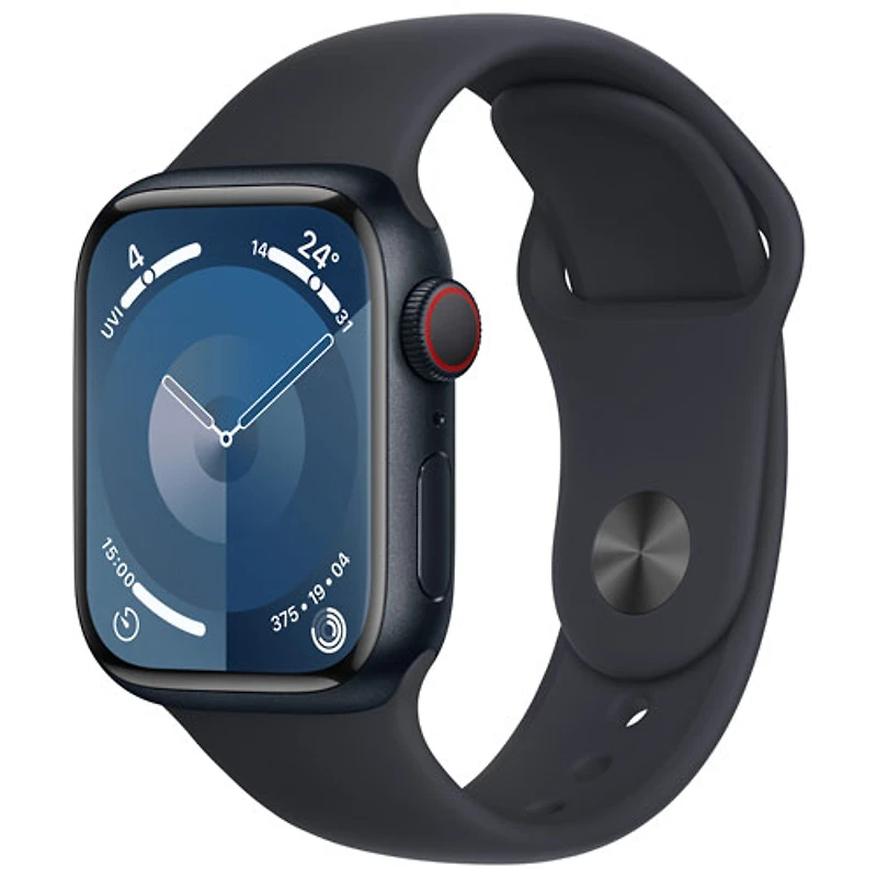 Apple Watch Series 9 (GPS + Cellular) avec boîtier de mm en aluminium minuit et bracelet sport minuit par TELUS - Moyen/Grand