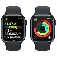 Apple Watch Series 9 (GPS + Cellular) avec boîtier de mm en aluminium minuit et bracelet sport minuit par TELUS - Moyen/Grand