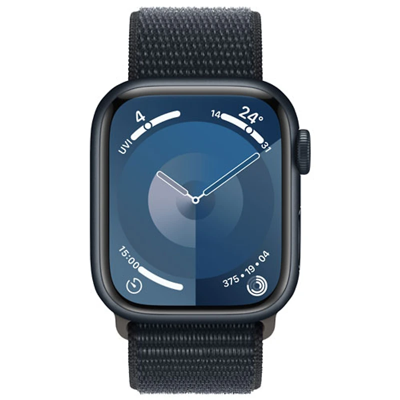 Apple Watch Series 9 (GPS + Cellular) avec boîtier de 41 mm en aluminium minuit et bracelet sport à rabat minuit par TELUS - Petit - Financement mensuel