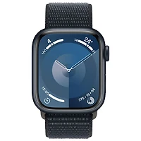 Apple Watch Series 9 (GPS + Cellular) avec boîtier de 41 mm en aluminium minuit et bracelet sport à rabat minuit par TELUS - Petit - Financement mensuel
