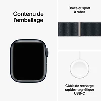 Apple Watch Series 9 (GPS + Cellular) avec boîtier de 41 mm en aluminium minuit et bracelet sport à rabat minuit par TELUS - Petit - Financement mensuel