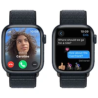 Apple Watch Series 9 (GPS + Cellular) avec boîtier de 41 mm en aluminium minuit et bracelet sport à rabat minuit par TELUS - Petit - Financement mensuel