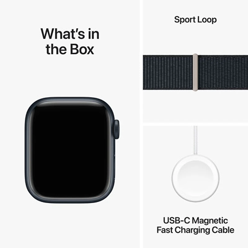 Apple Watch Series 9 (GPS + Cellular) avec boîtier de 41 mm en aluminium minuit et bracelet sport à rabat minuit par TELUS - Petit - Financement mensuel
