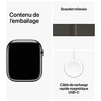Apple Watch Series 9 (GPS + Cellular) avec boîtier de 45 mm en acier inoxydable graphite et bracelet milanais graphite par TELUS - Financement mensuel