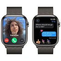 Apple Watch Series 9 (GPS + Cellular) avec boîtier de 45 mm en acier inoxydable graphite et bracelet milanais graphite par TELUS - Financement mensuel