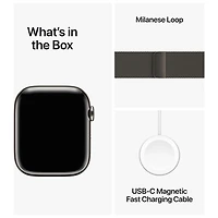 Apple Watch Series 9 (GPS + Cellular) avec boîtier de 45 mm en acier inoxydable graphite et bracelet milanais graphite par TELUS - Financement mensuel