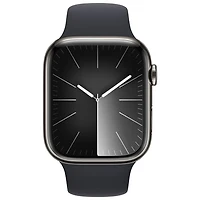 Apple Watch Series 9 45 mm (GPS + Cell) en acier inoxydable graphite et bracelet de sport minuit de TELUS - /M