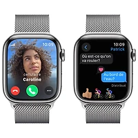 Apple Watch Series 9 (GPS + Cellular) avec boîtier de 41 mm en acier inoxydable argenté et bracelet milanais en acier inoxydable argenté par TELUS - Petit - Financement mensuel