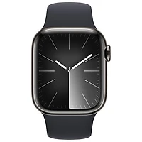 Apple Watch Series 9 (GPS + Cellular) avec boîtier de 41 mm en acier inoxydable graphite et bracelet sport minuit par TELUS - Moyen/Grand - Financement mensuel