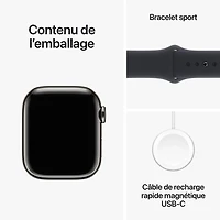 Apple Watch Series 9 (GPS + Cellular) avec boîtier de 41 mm en acier inoxydable graphite et bracelet sport minuit par TELUS - Moyen/Grand - Financement mensuel