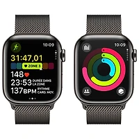 Apple Watch Series 9 (GPS + Cellular) avec boîtier de 41 mm en acier inoxydable graphite et bracelet milanais en acier inoxydable graphite par TELUS - Petit - Financement mensuel