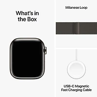 Apple Watch Series 9 (GPS + Cellular) avec boîtier de 41 mm en acier inoxydable graphite et bracelet milanais en acier inoxydable graphite par TELUS - Petit - Financement mensuel