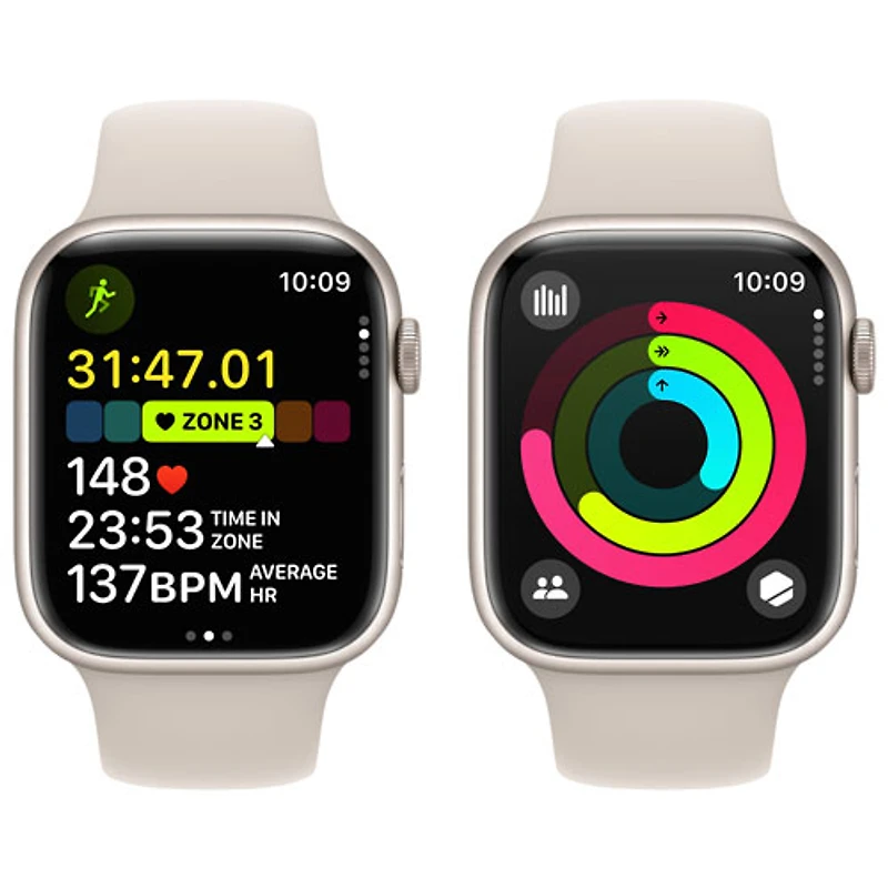 TELUS Apple Watch Series 9 (GPS + Cellular) 45mm Starlight Aluminium Case w/Starlight Sport Band - M/L - Monthly Financing