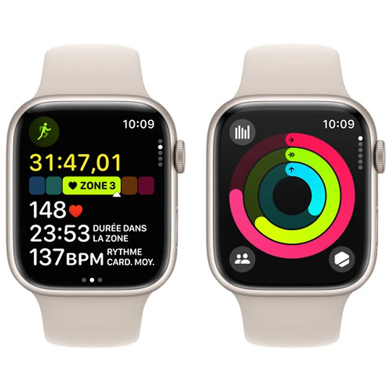 TELUS Apple Watch Series 9 (GPS + Cellular) 45mm Starlight Aluminium Case w/Starlight Sport Band - M/L - Monthly Financing