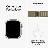Apple Watch Ultra 2 (GPS + Cellular) avec boîtier de 49 mm en titane et bracelet Alpin olive par Rogers - Moyen - Financement mensuel