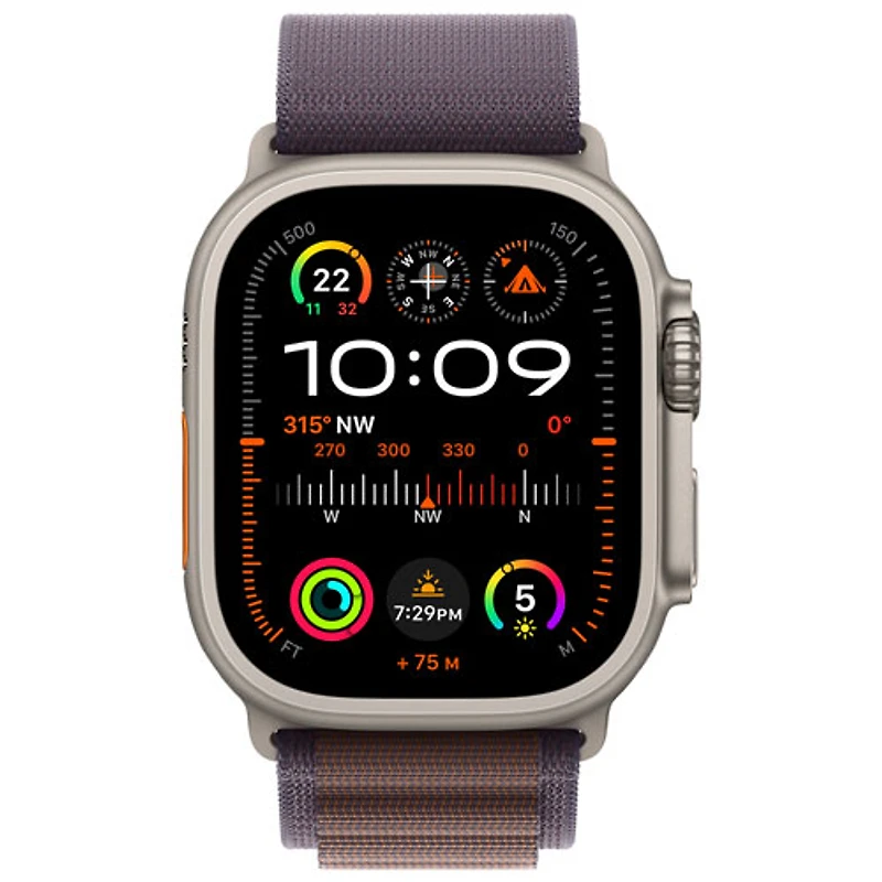 Apple Watch Ultra 2 (GPS + Cellular) avec boîtier de 49 mm en titane et bracelet Alpin indigo par TELUS - Moyen - Financement mensuel