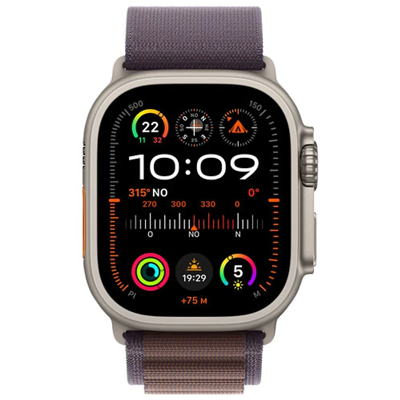 Apple Watch Ultra 2 (GPS + Cellular) avec boîtier de 49 mm en titane et bracelet Alpin indigo par TELUS - Moyen - Financement mensuel