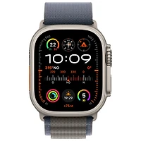 Apple Watch Ultra 2 (GPS + Cellular) avec boîtier de 49 mm en titane et bracelet Alpin bleu par Bell - Grand - Financement mensuel