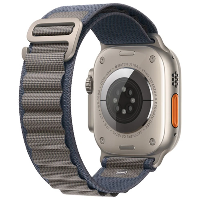 Apple Watch Ultra 2 (GPS + Cellular) avec boîtier de 49 mm en titane et bracelet Alpin bleu par Bell - Moyen - Financement mensuel