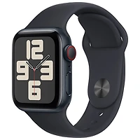 Apple Watch SE (GPS + Cellular) avec boîtier de mm en aluminium minuit et bracelet sport minuit par TELUS - Petit/Moyen