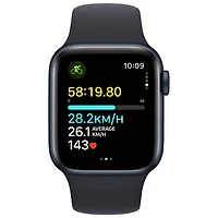 Apple Watch SE (GPS + Cellular) avec boîtier de mm en aluminium minuit et bracelet sport minuit par TELUS - Petit/Moyen