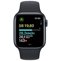 Apple Watch SE (GPS + Cellular) avec boîtier de mm en aluminium minuit et bracelet sport minuit par Rogers - Moyen/Grand