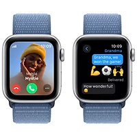 Apple Watch SE (GPS + Cellular) avec boîtier de mm en aluminium argenté et bracelet sport bleu hivernal par Rogers