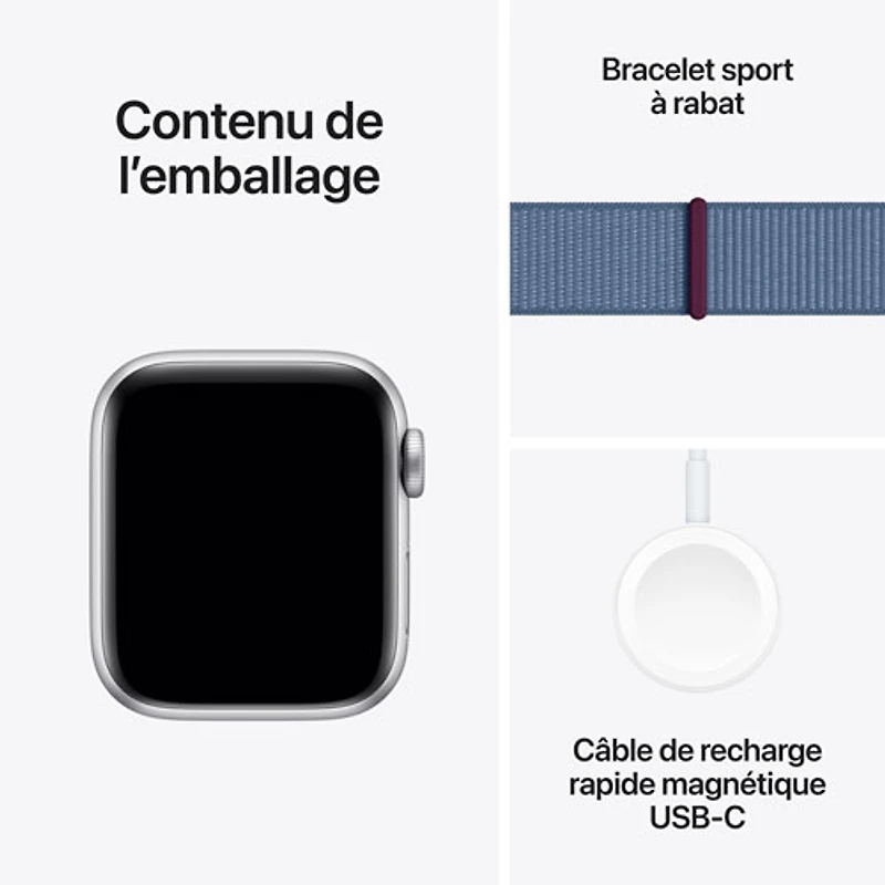 Apple Watch SE (GPS + Cellular) avec boîtier de mm en aluminium argenté et bracelet sport bleu hivernal par TELUS